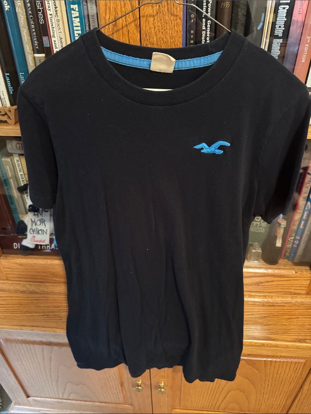 Hollister Black Tee with Blue Seagull Logo